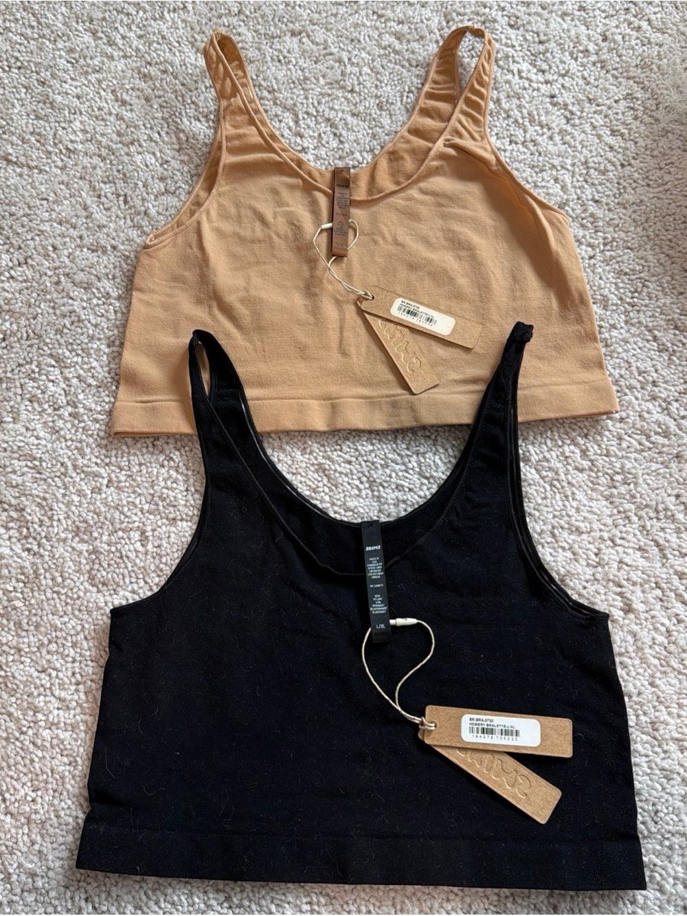 Skims Hosiery Bralette NWT Lot of 2 Sz L / XL Tan & Black